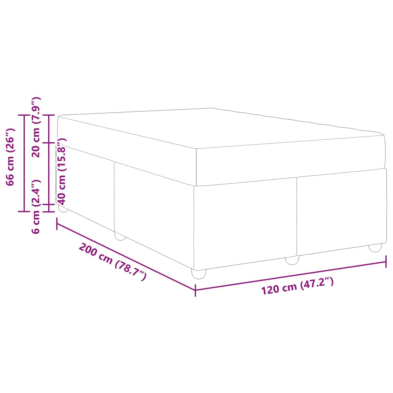 Eine weiße rechteckige Box mit den Abmessungen: 200 cm (78,7