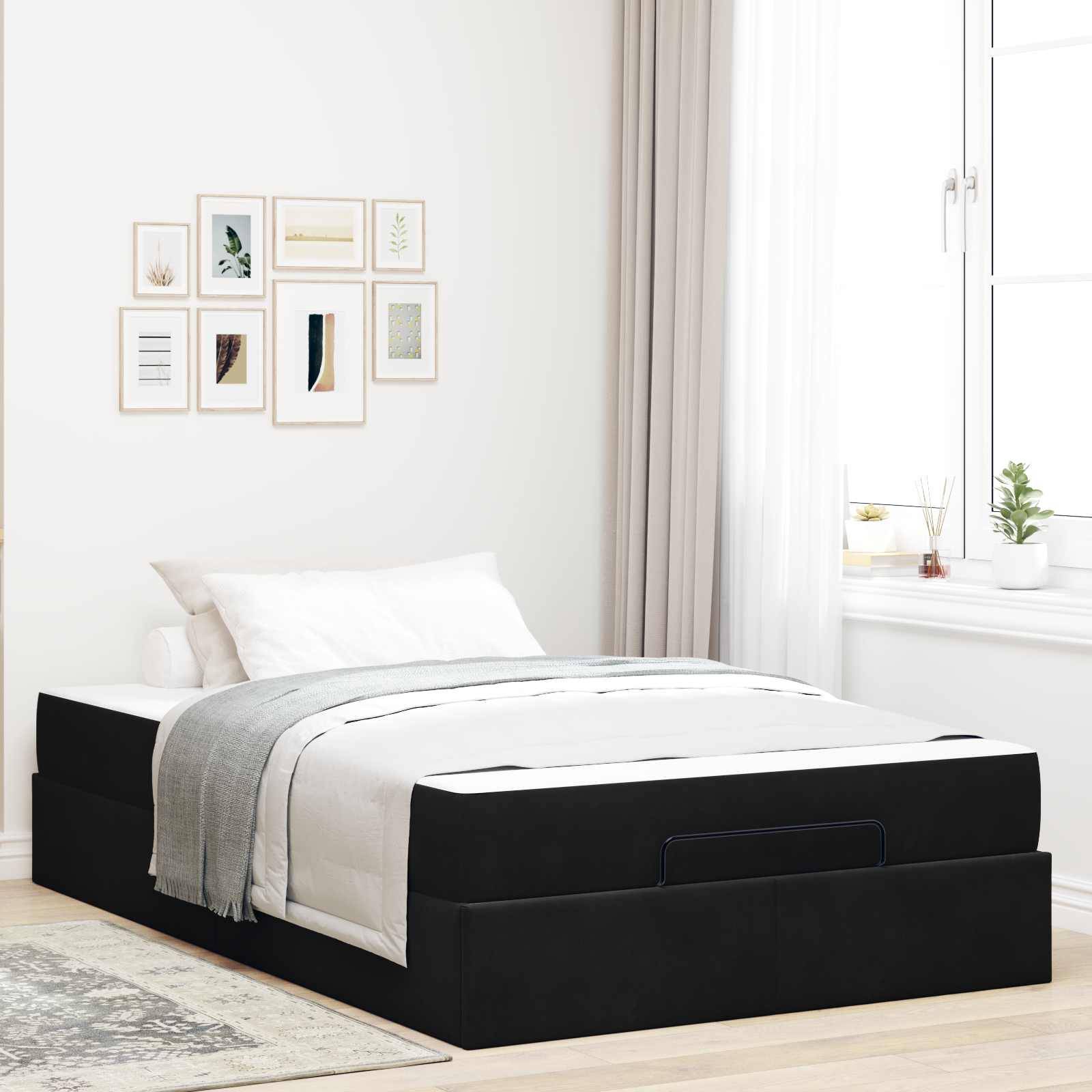 vidaXL Bettgestell mit Matratze 2 pcs Schwarz Samt