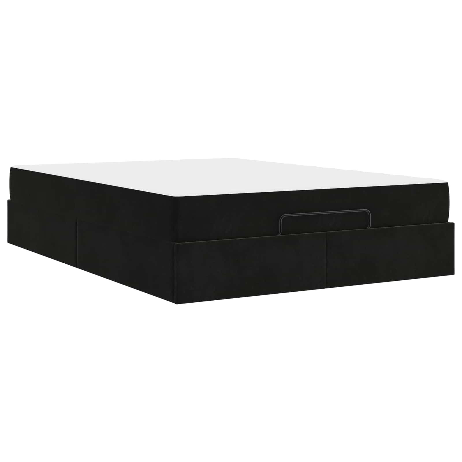 vidaXL Bettgestell mit Matratze 2 pcs Schwarz Samt