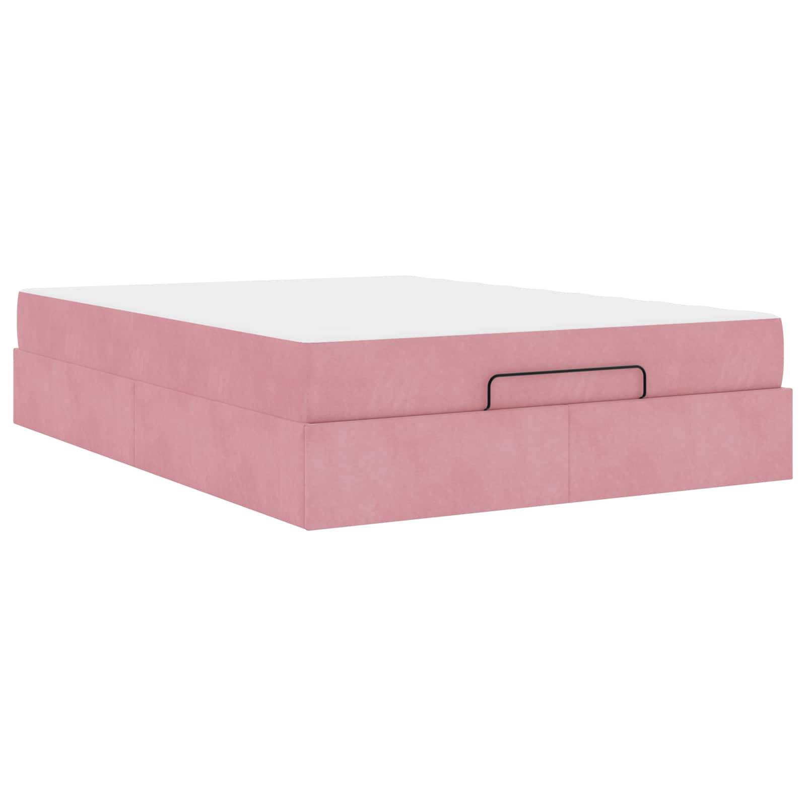 vidaXL Bettgestell mit Matratze 2 pcs Rosa Samt