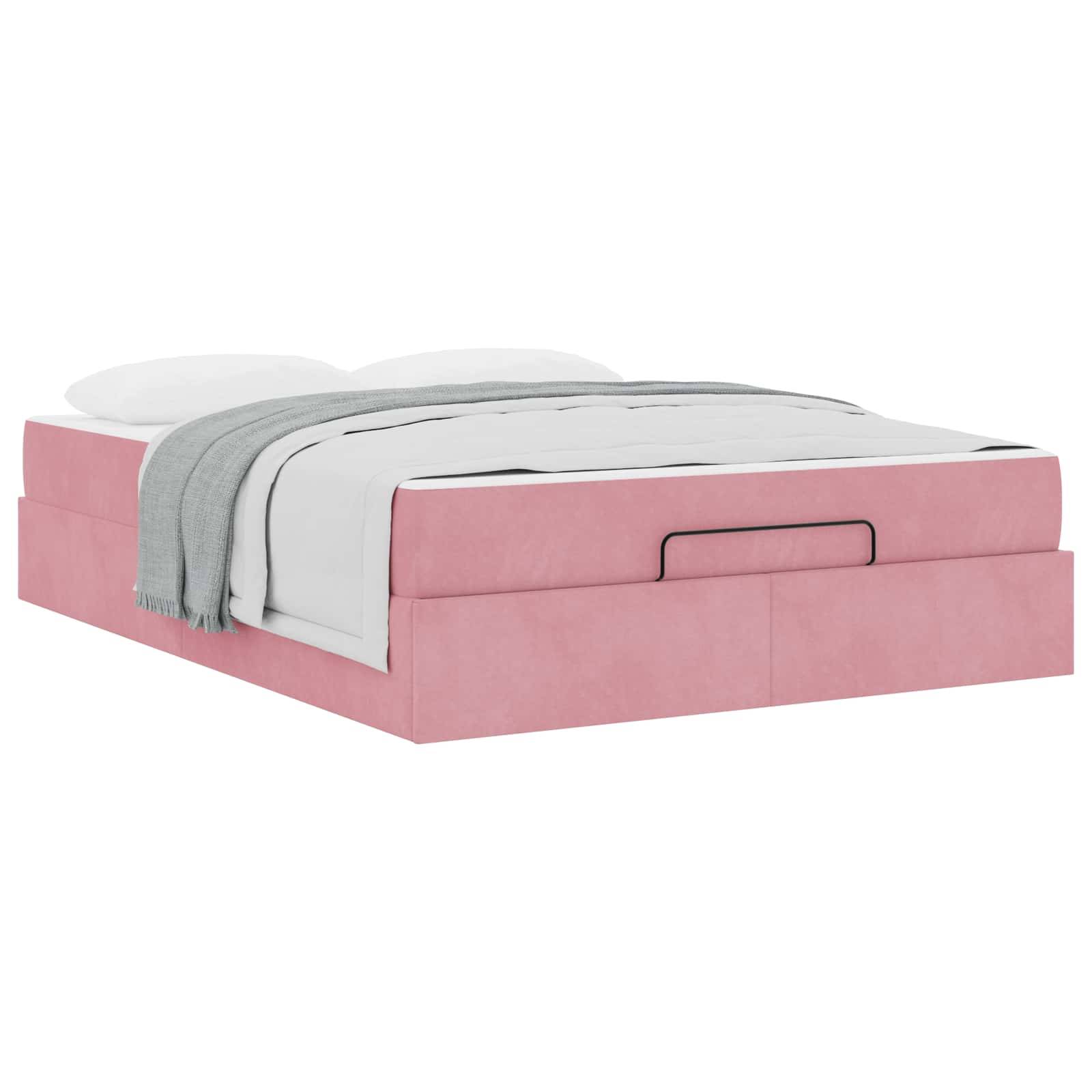 vidaXL Bettgestell mit Matratze 2 pcs Rosa Samt