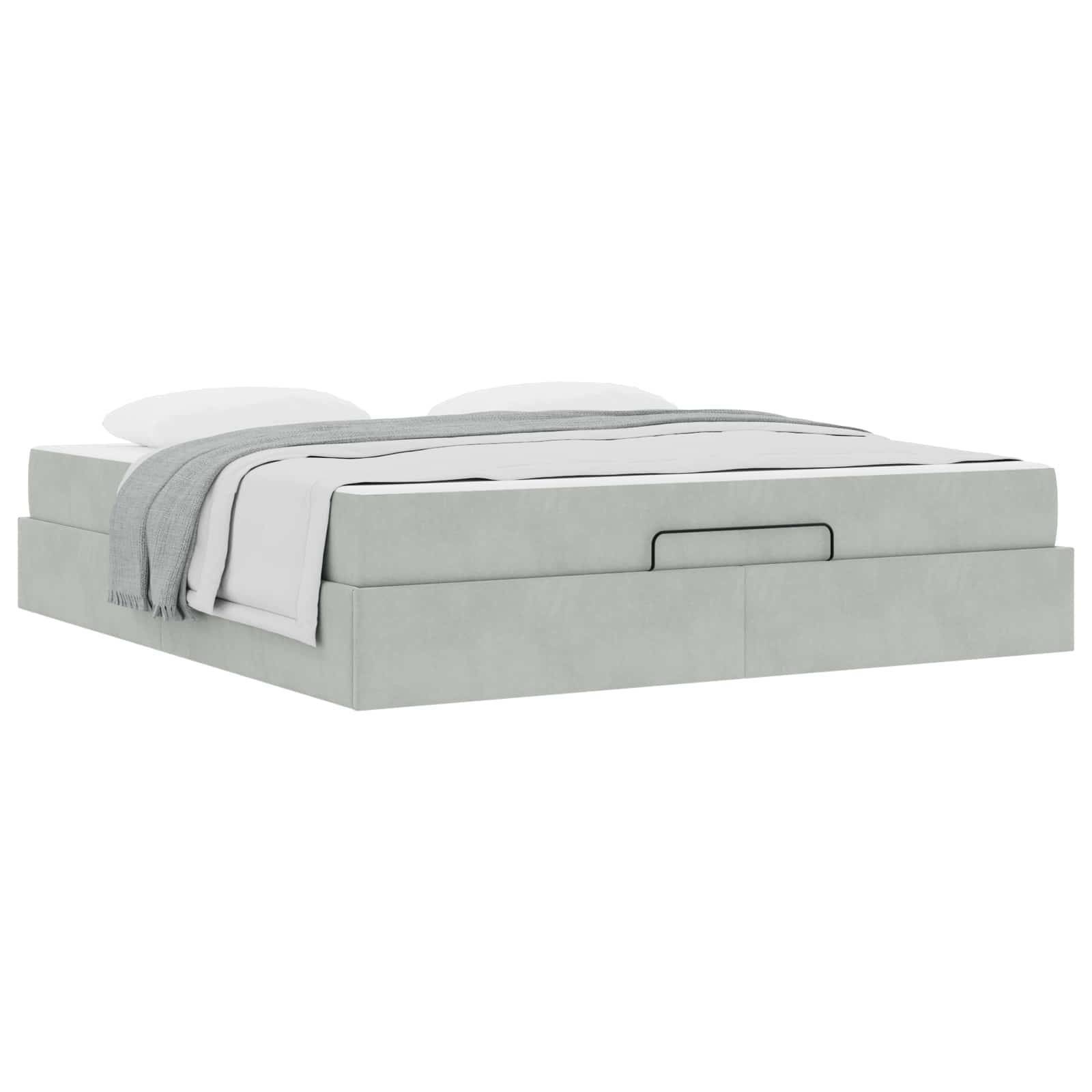vidaXL Bettgestell mit Matratze 2 pcs Hellgrau Samt