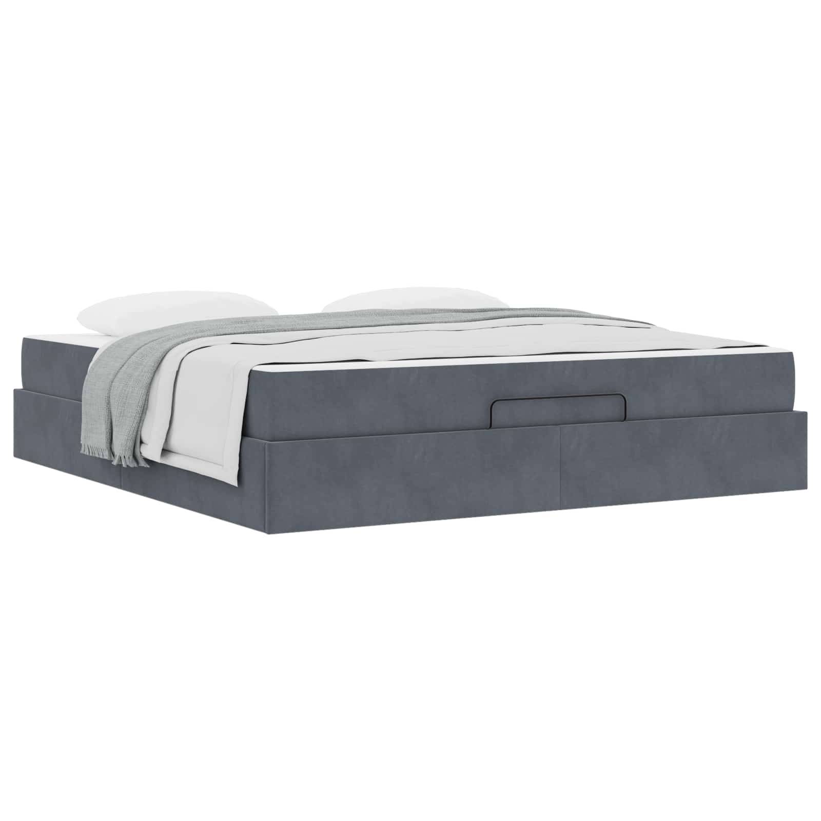 vidaXL Bettgestell mit Matratze 2 pcs Dunkelgrau Samt