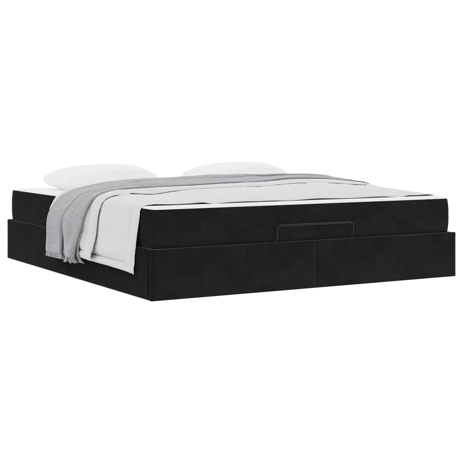 vidaXL Bettgestell mit Matratze 2 pcs Schwarz Samt