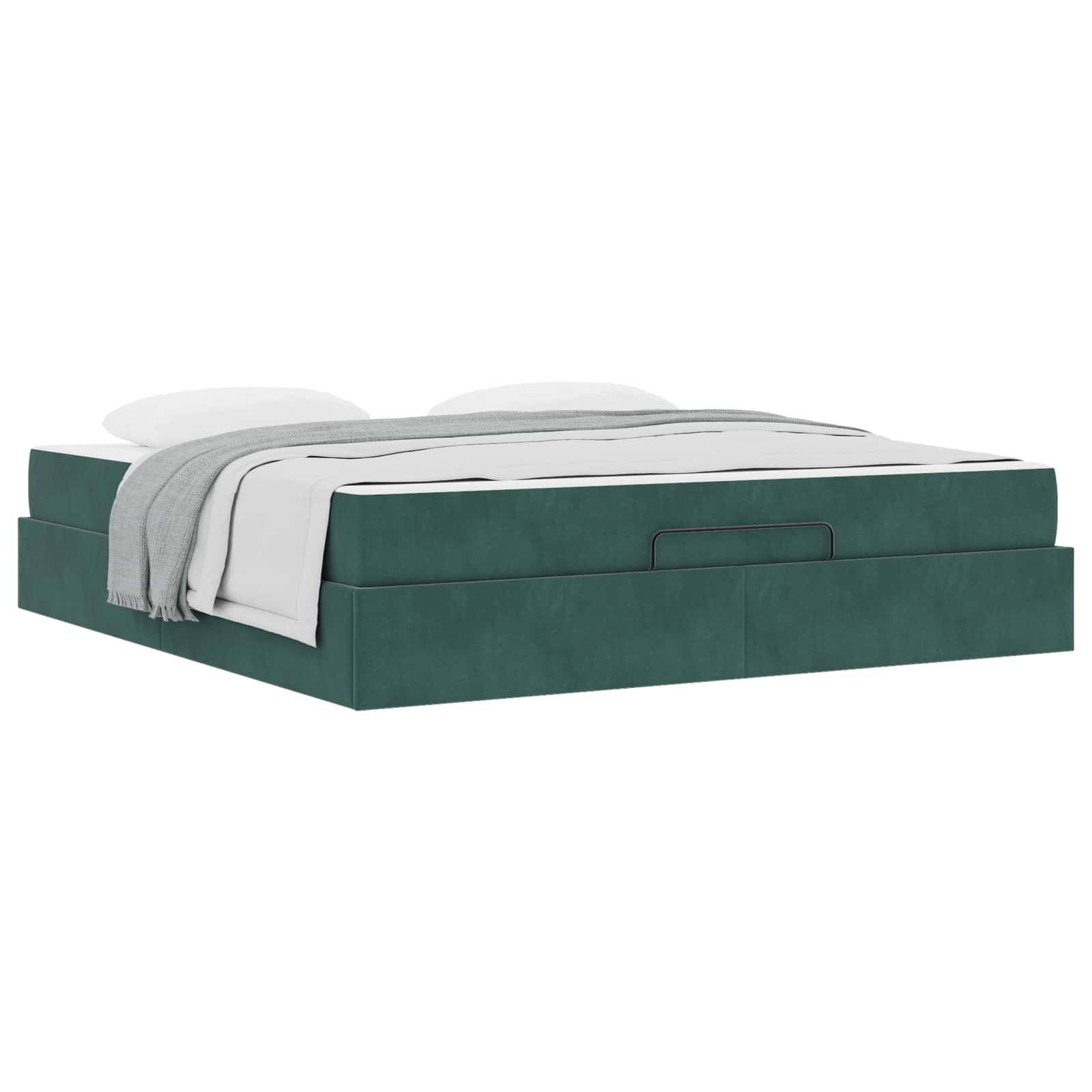 vidaXL Bettgestell mit Matratze 2 pcs Grün Samt