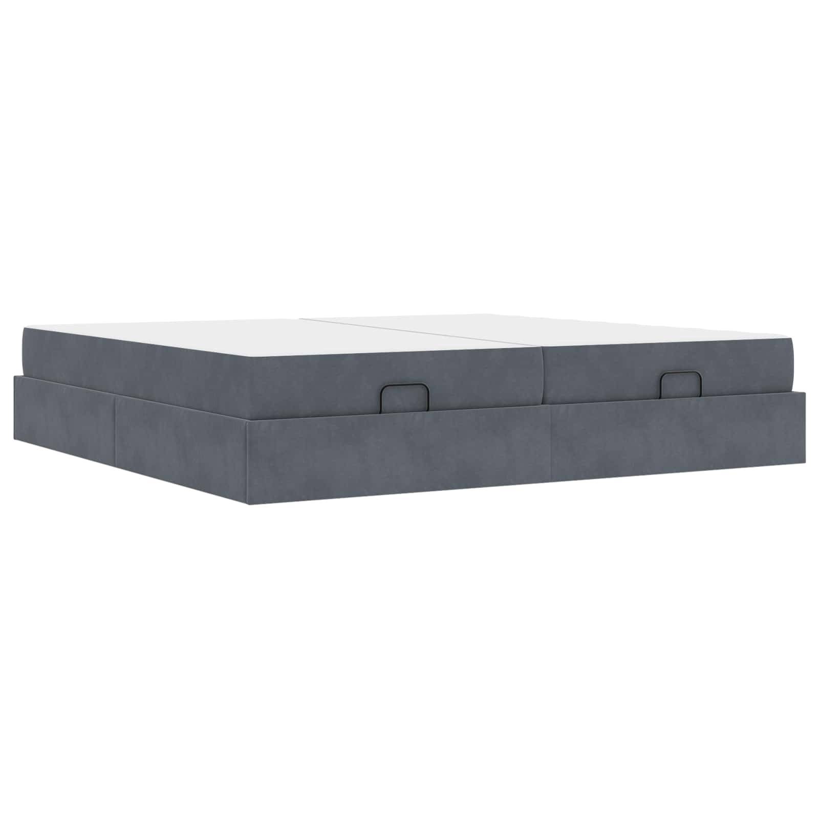 vidaXL Bettgestell mit Matratze mit Matratze 2 pcs Dunkelgrau Samt