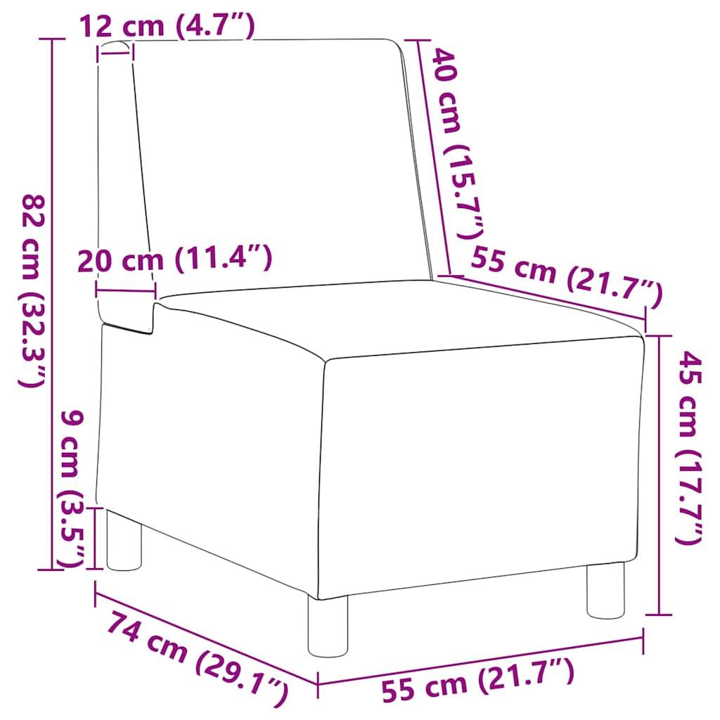vidaXL Modulares Armfreies Sofa 3 pcs Creme 55 x 74 x 82 cm Stoff