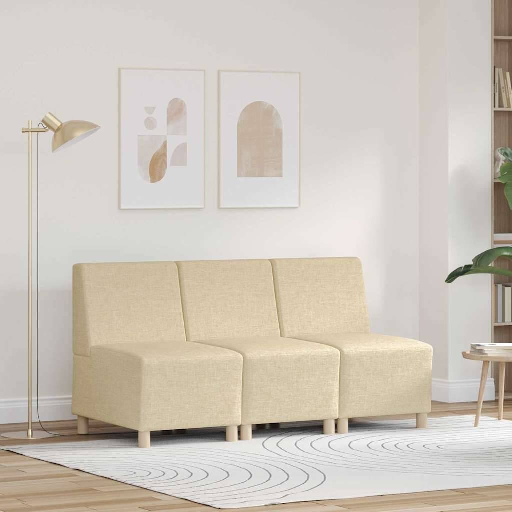vidaXL Modulares Armfreies Sofa 3 pcs Creme 55 x 74 x 82 cm Stoff