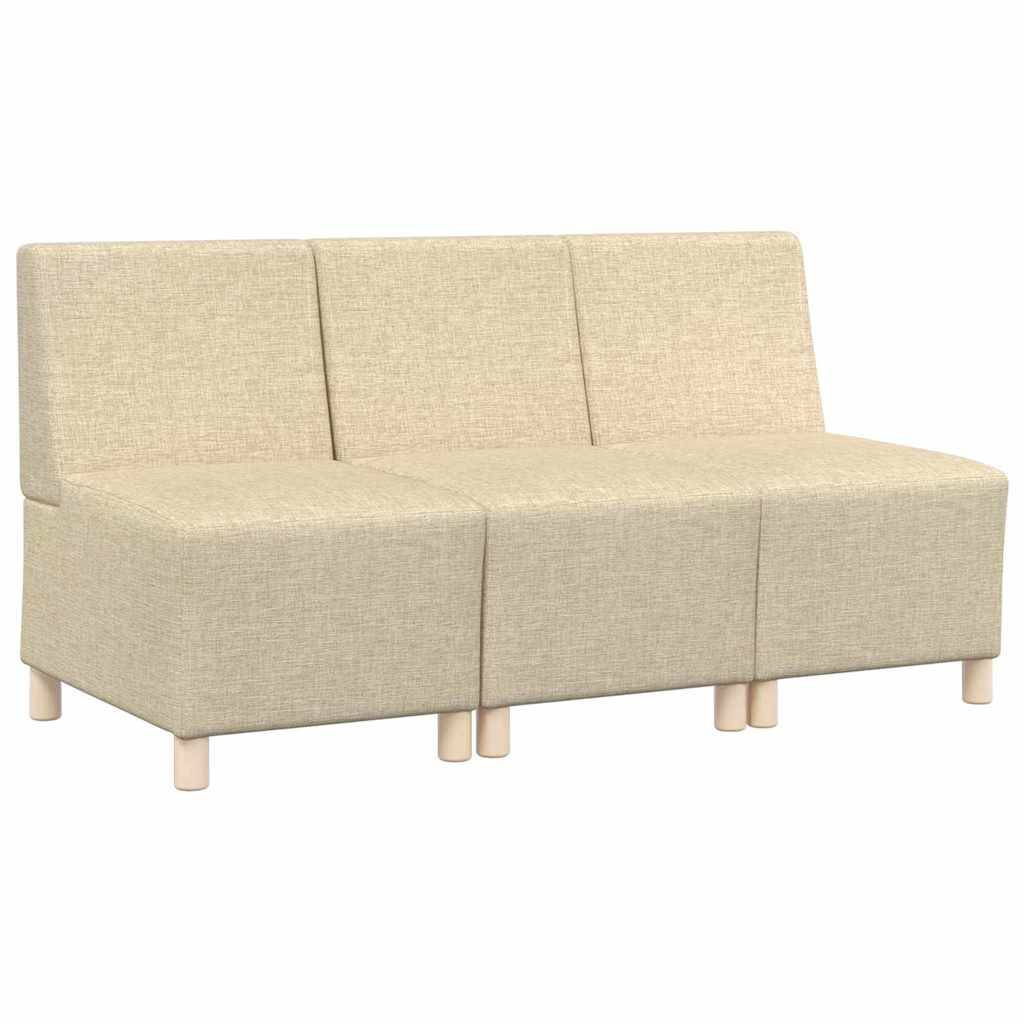 vidaXL Modulares Armfreies Sofa 3 pcs Creme 55 x 74 x 82 cm Stoff