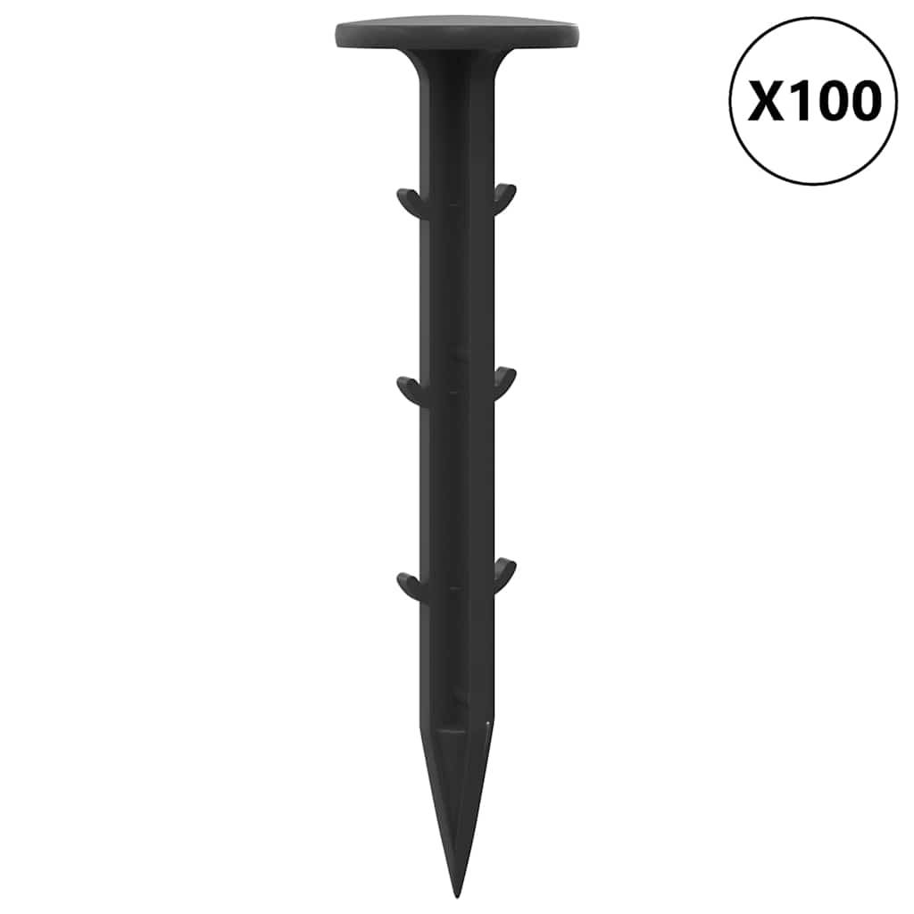 vidaXL Bodenheringe 100 pcs Schwarz Ø3 x 11 cm Kunststoff