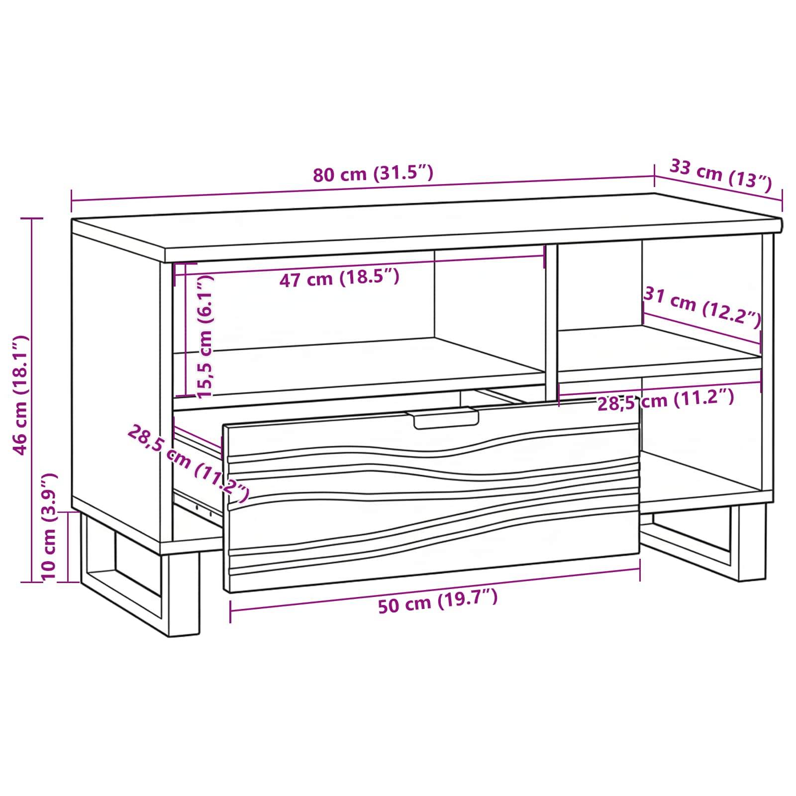 vidaXL TV-Einheiten mit Schubladen Braun 80 x 33 x 46 cm Holzwerkstoff