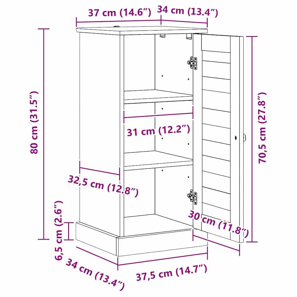 vidaXL Badezimmerschrank VIGO Weiß und Antikweiß 37,5 x 34 x 80 cm