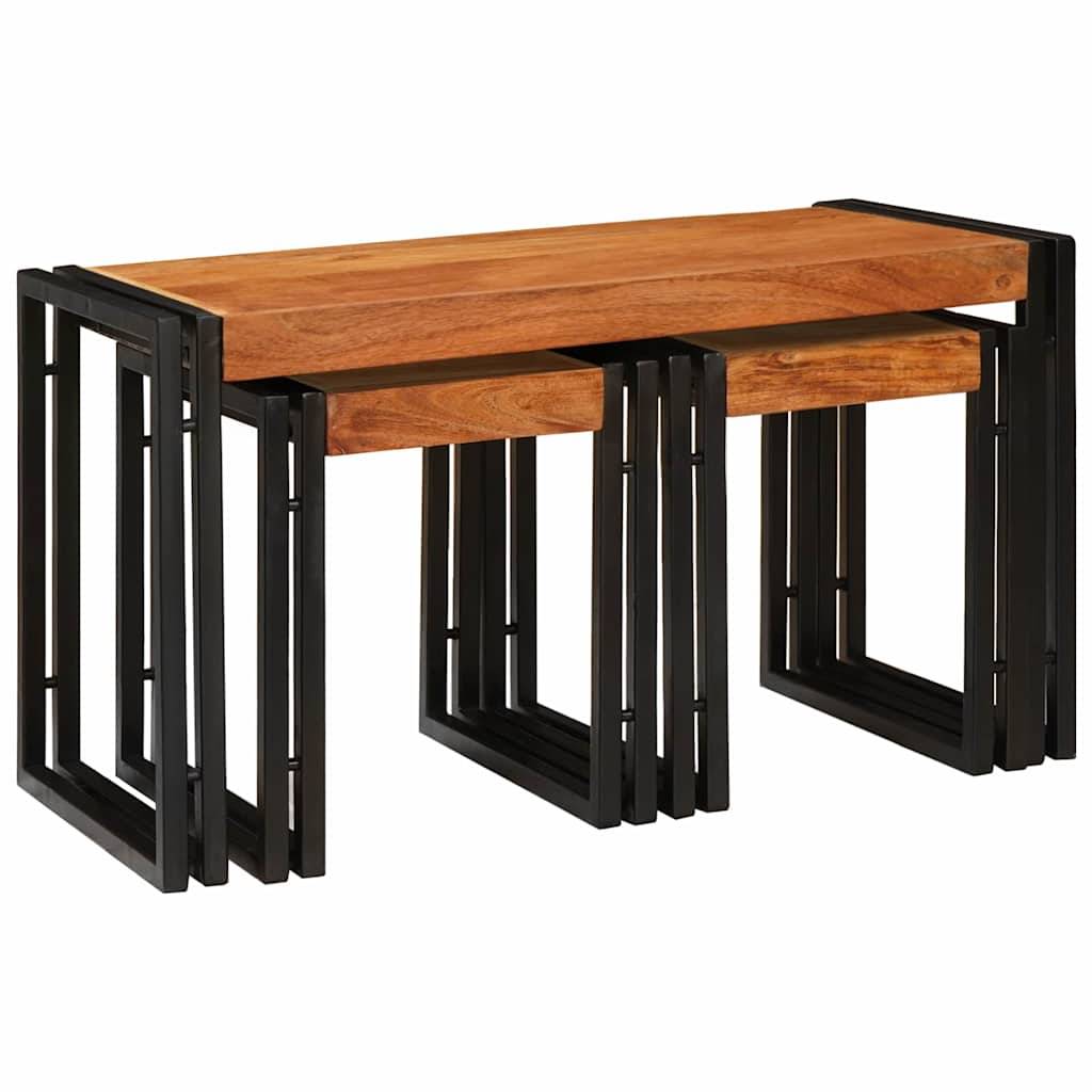 vidaXL Nestingtisch 3 pcs Massivholz Akazie und Metall