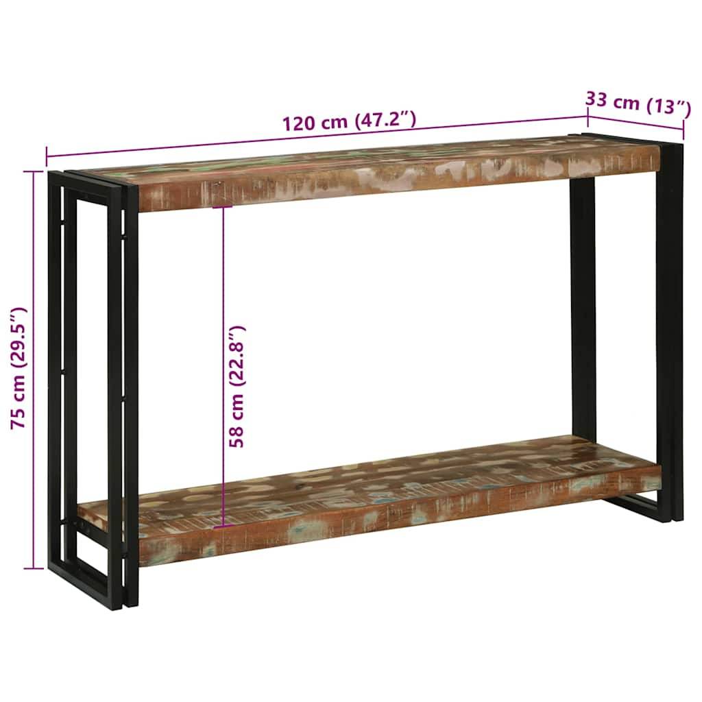 vidaXL Konsolentisch 120 x 33 x 75 cm Massives upgecyceltes Holz