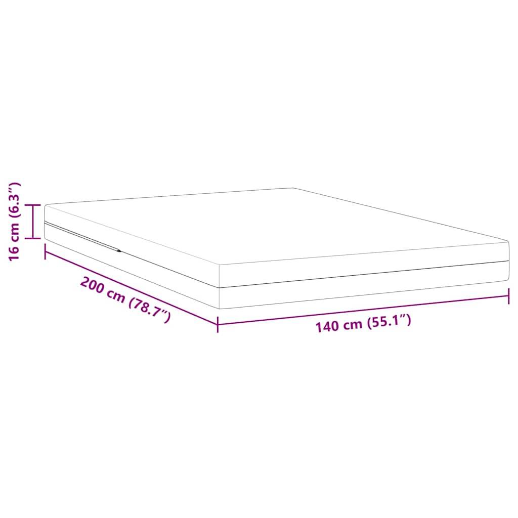 vidaXL Matratze Weiß 140 x 200 cm Jacquard-Stoff