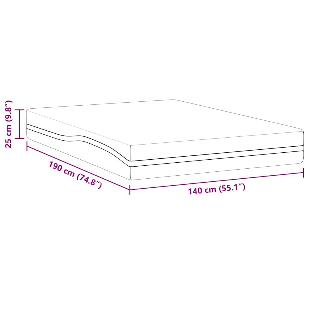 vidaXL Matratze Weiß und Grau 140 x 190 cm Jacquard-Stoff