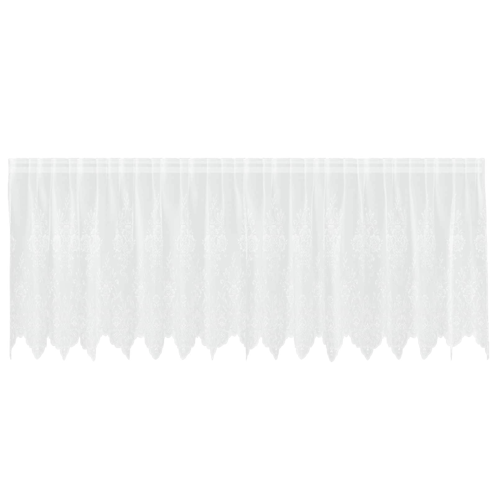 vidaXL Spitzenvorhang mit Vorhängen Floral Weiß 80 x 400 cm Polyester
