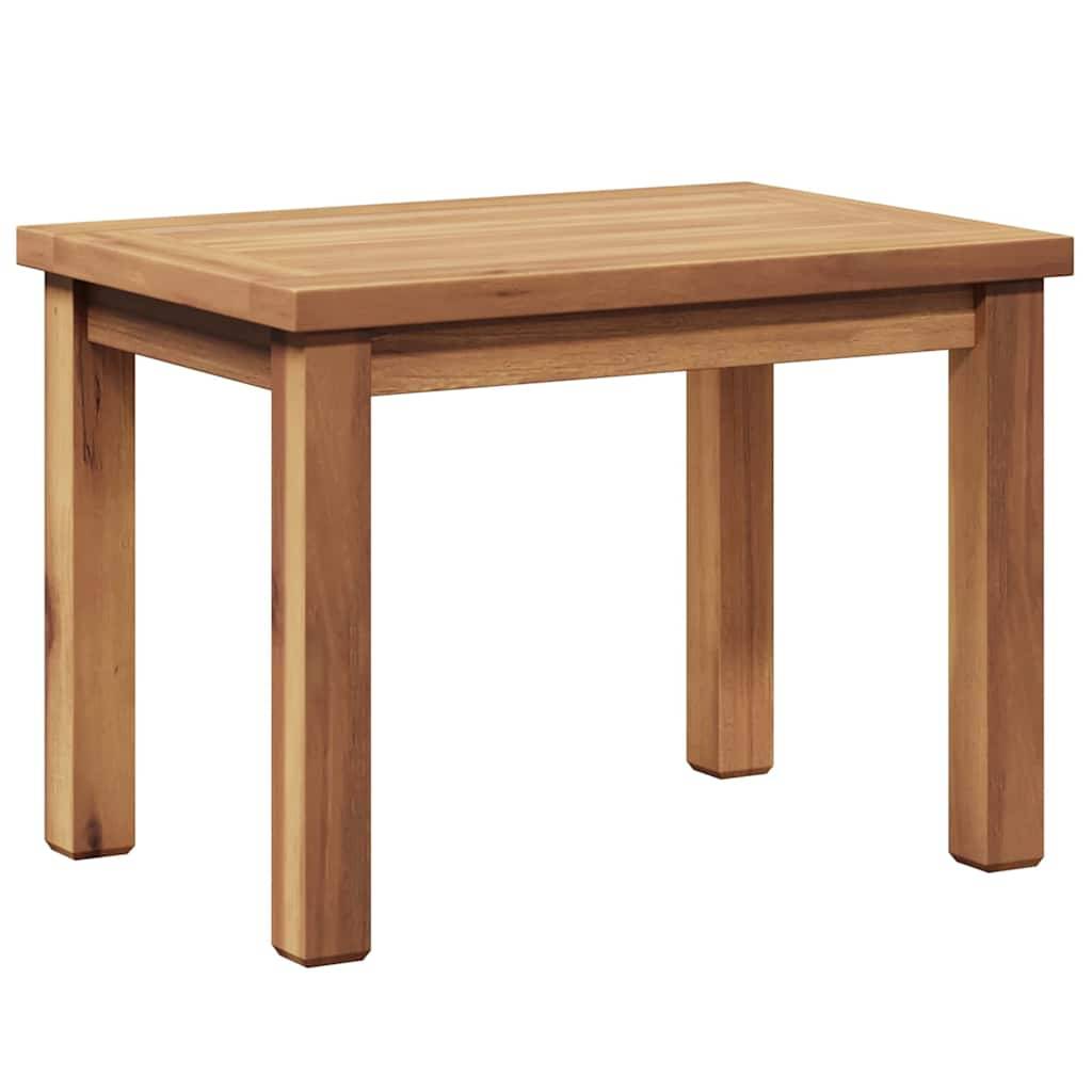Ein Holztisch mit einer rechteckigen Platte und vier stabilen Beinen, der eine natürliche Holzmaserung aufweist.