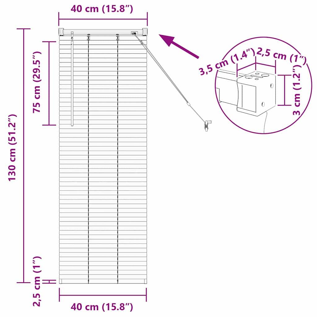 vidaXL Balkenjalousien Schwarz 130 x 40 cm Aluminium