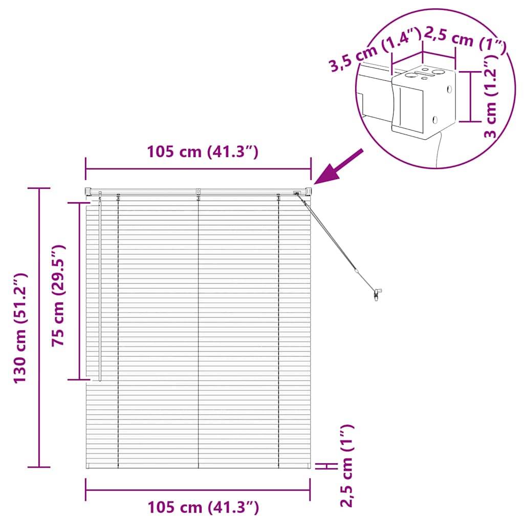 vidaXL Balkenjalousien Weiß 130 x 105 cm Aluminium
