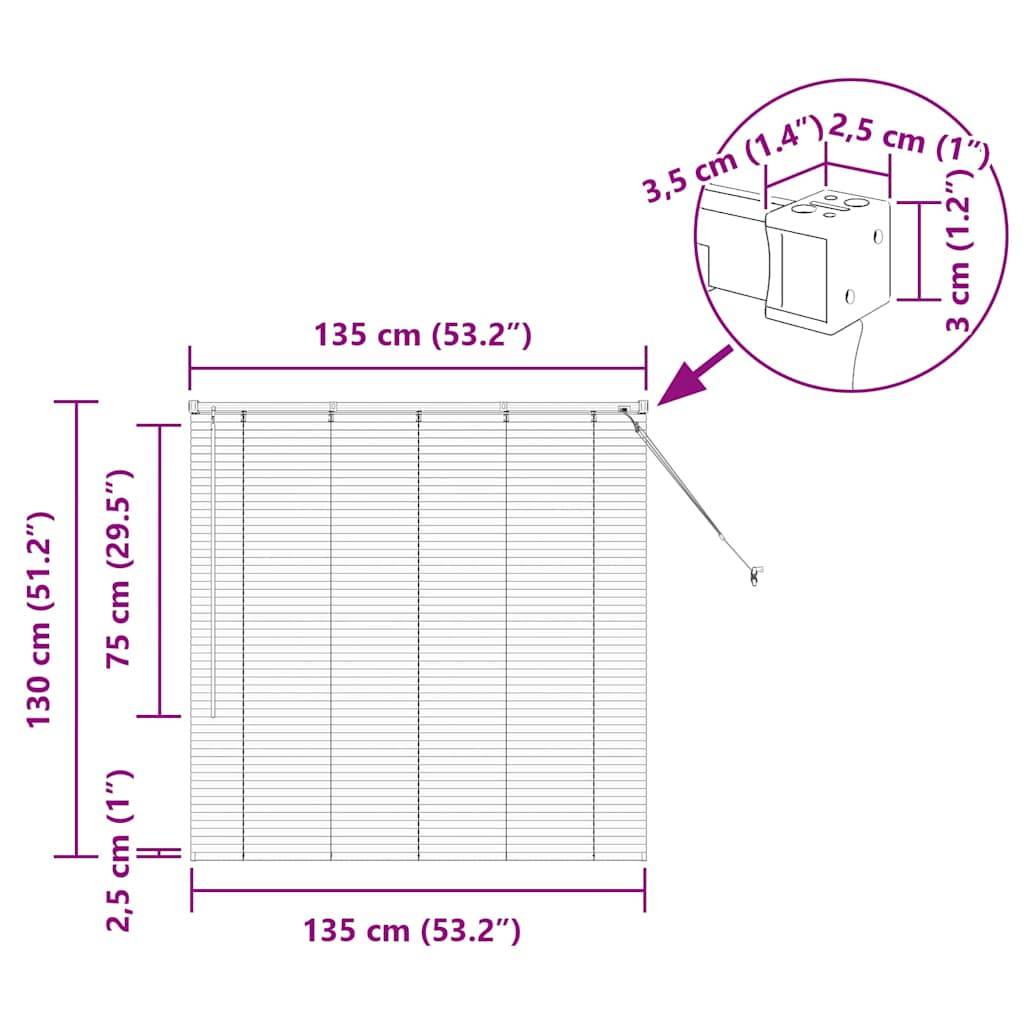 vidaXL Balkenjalousien Dunkelgrau 130 x 135 cm Aluminium