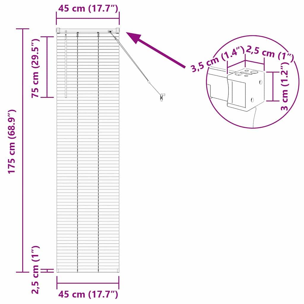vidaXL Balkenjalousien Silber 175 x 45 cm Aluminium