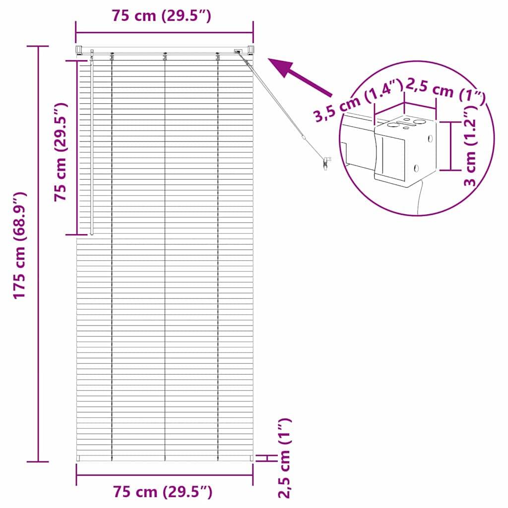 vidaXL Balkenjalousien Weiß 175 x 75 cm Aluminium