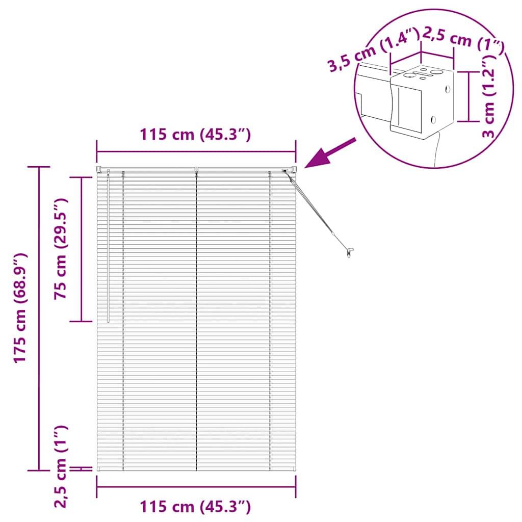 vidaXL Balkenjalousien Schwarz 175 x 115 cm Aluminium