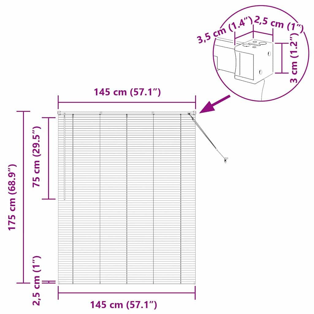 vidaXL Balkenjalousien Silber 175 x 145 cm Aluminium