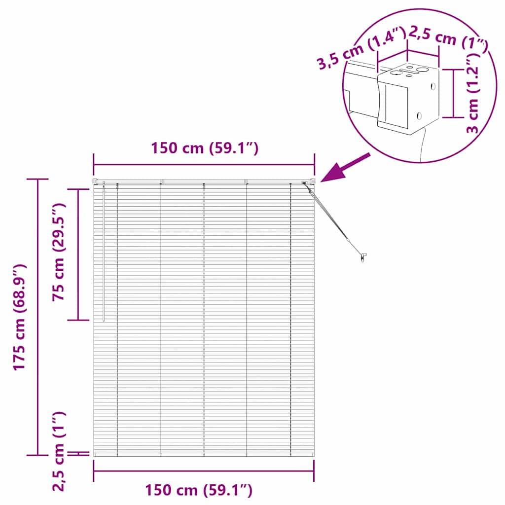 vidaXL Balkenjalousien Silber 175 x 150 cm Aluminium