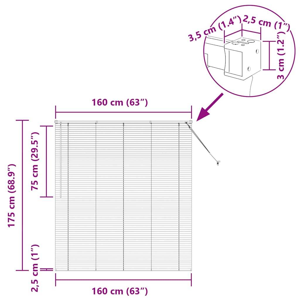 vidaXL Balkenjalousien Weiß 175 x 160 cm Aluminium