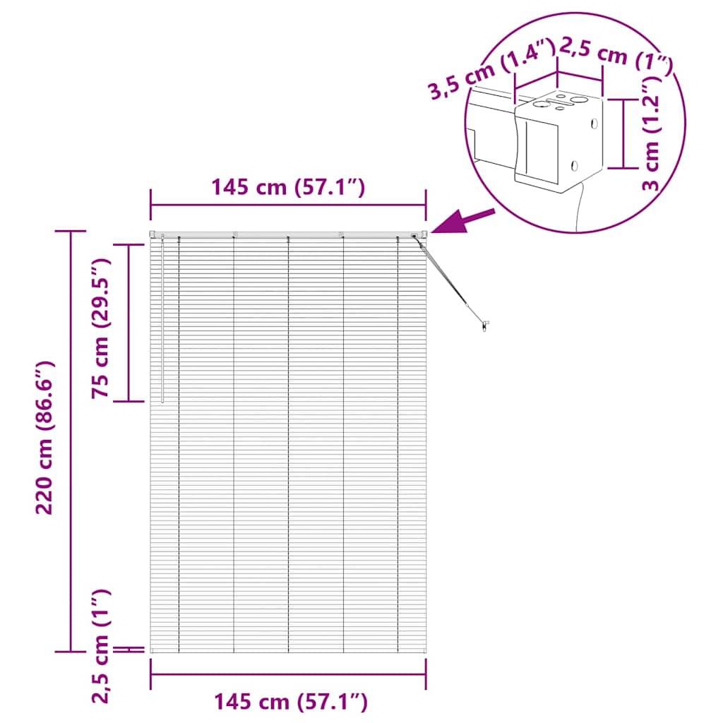 vidaXL Balkenjalousien Silber 220 x 145 cm Aluminium