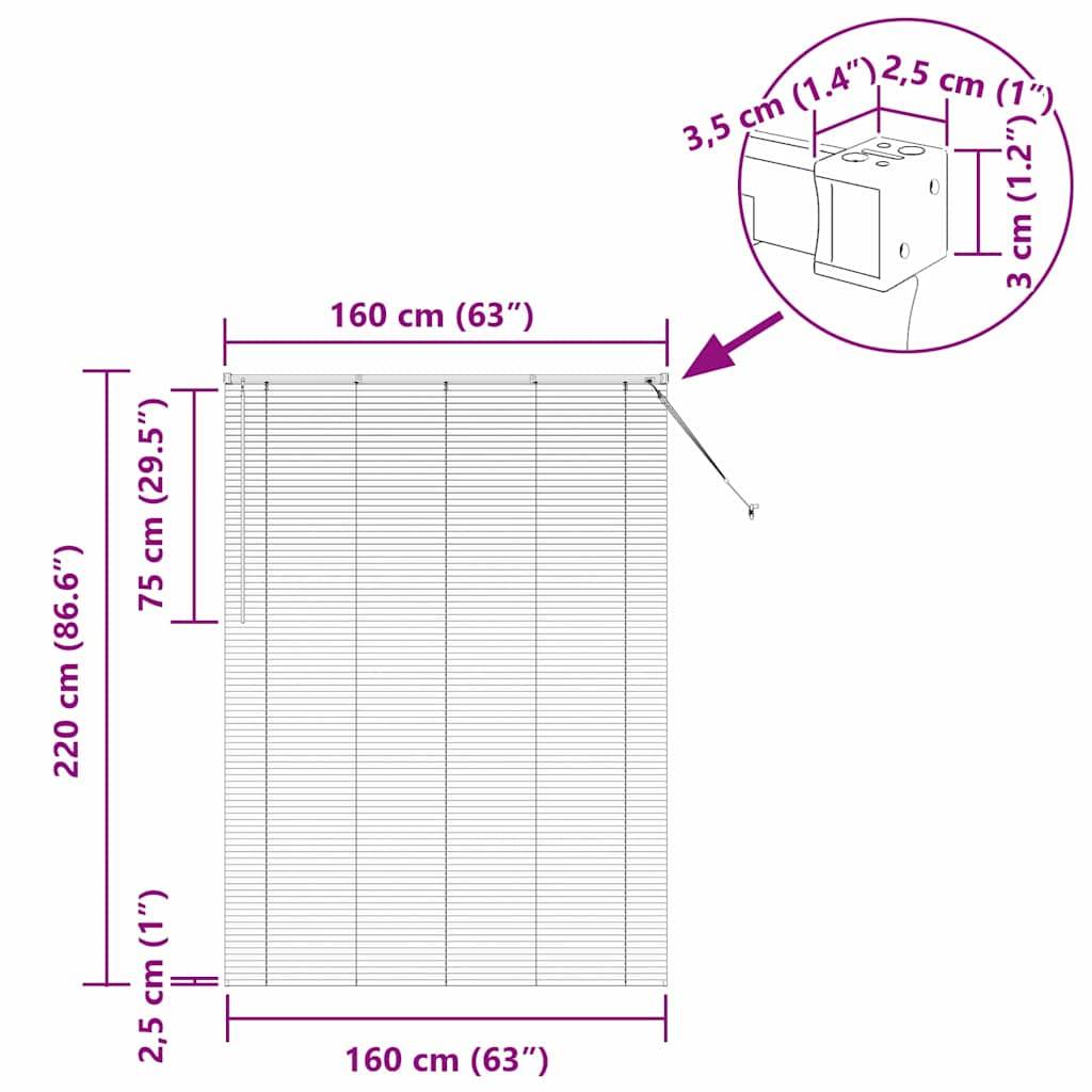 vidaXL Balkenjalousien Silber 220 x 160 cm Aluminium