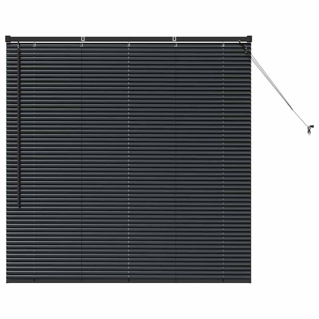 vidaXL Fensterjalousie mit Vorhängen Schwarz Aluminium
