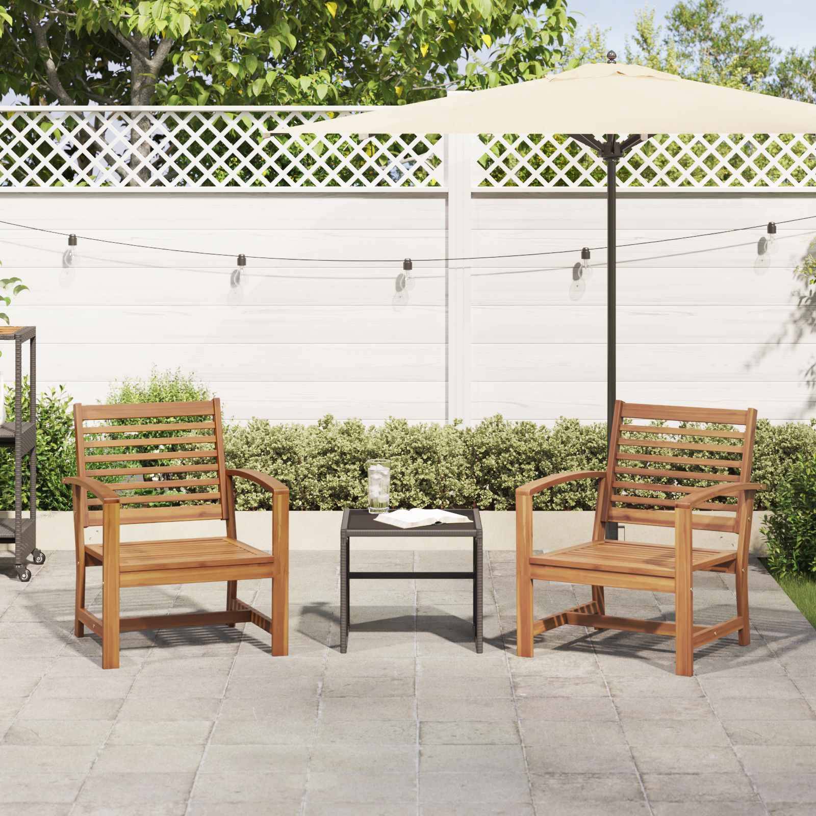 vidaXL Stuhl 2 Stück Braun 65 x 60 x 76,5 cm Massivholz Teak
