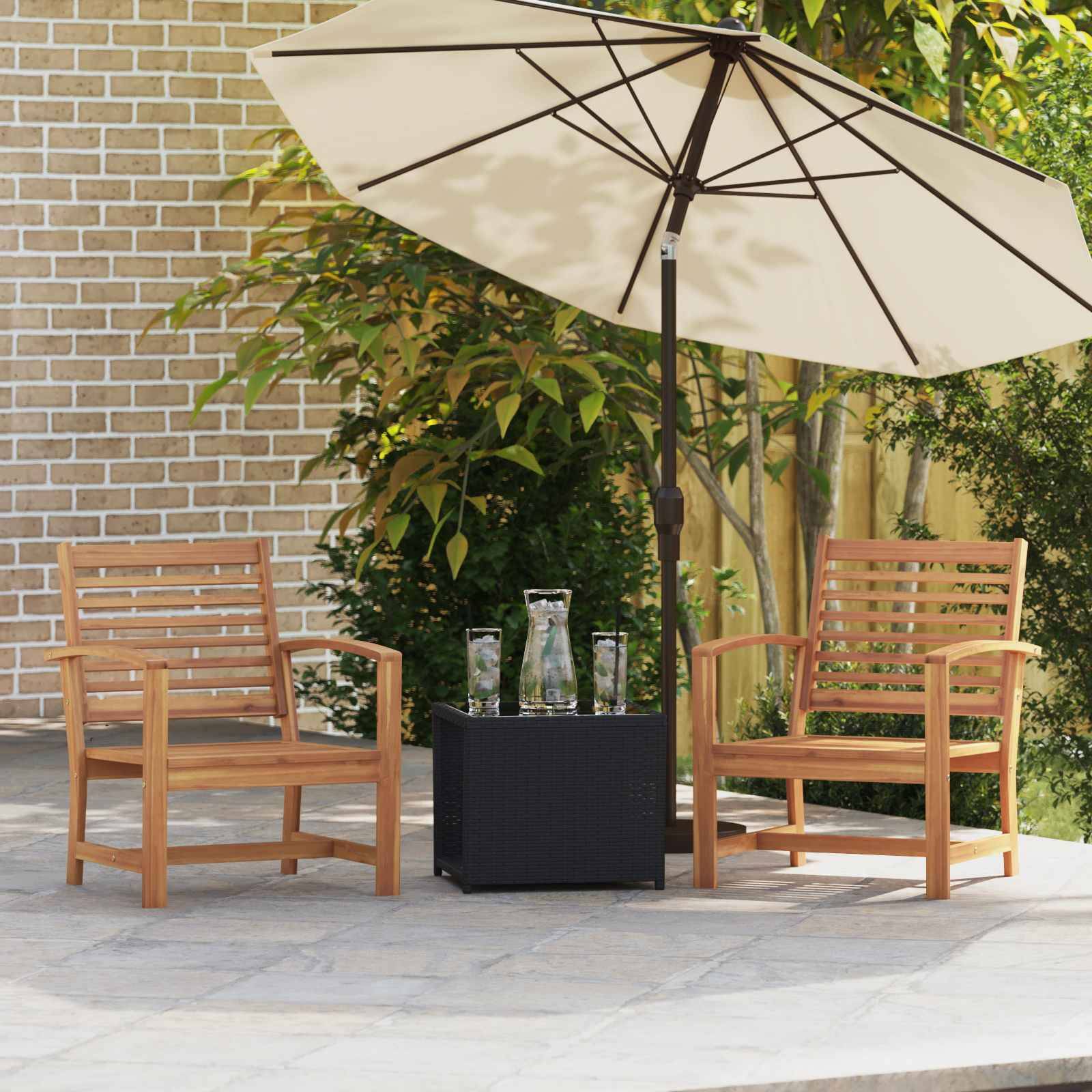 vidaXL Stuhl 2 Stück Braun 65 x 60 x 76,5 cm Massivholz Teak