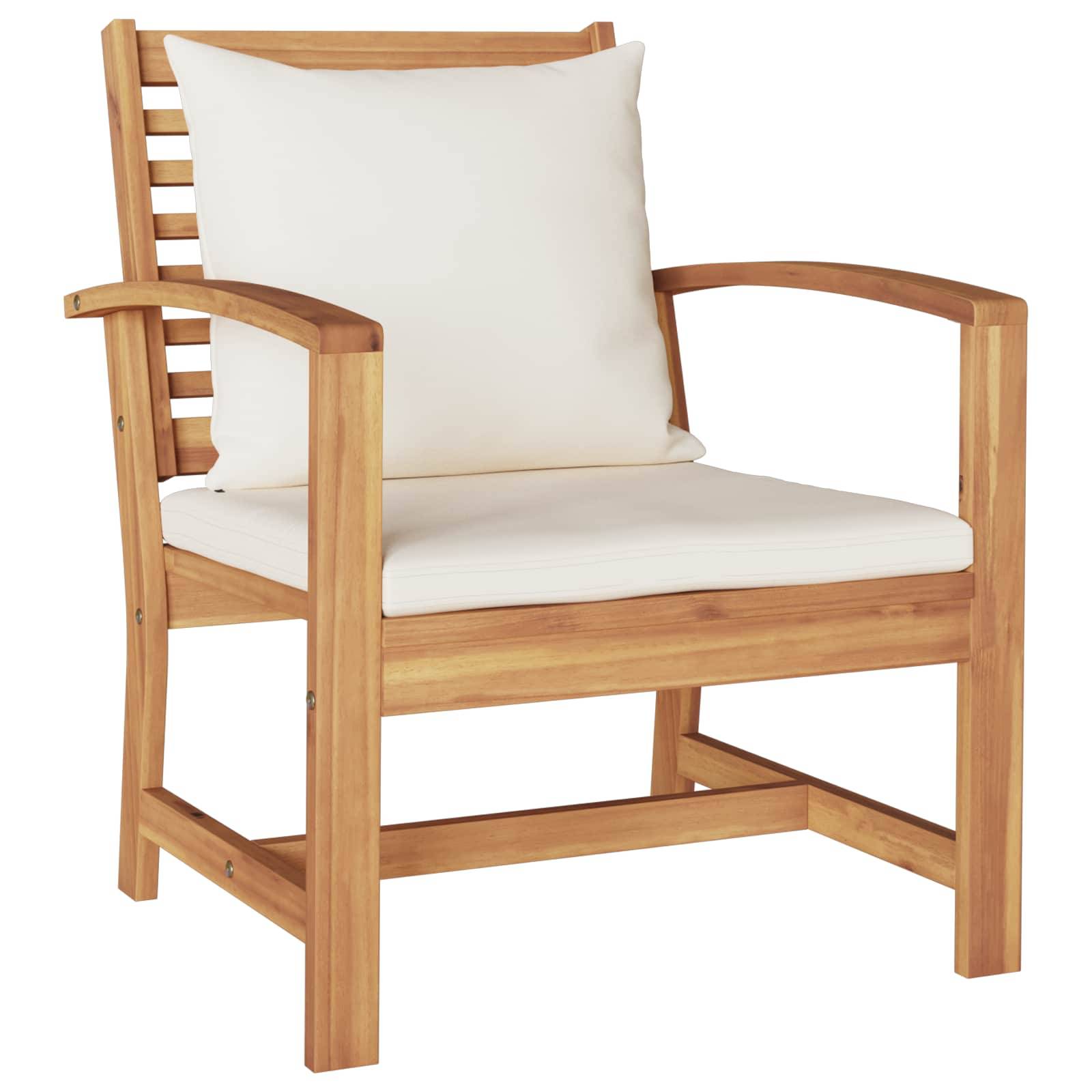 vidaXL Stuhl 2 Stück Braun und Creme 65 x 60 x 76,5 cm Massivholz Teak