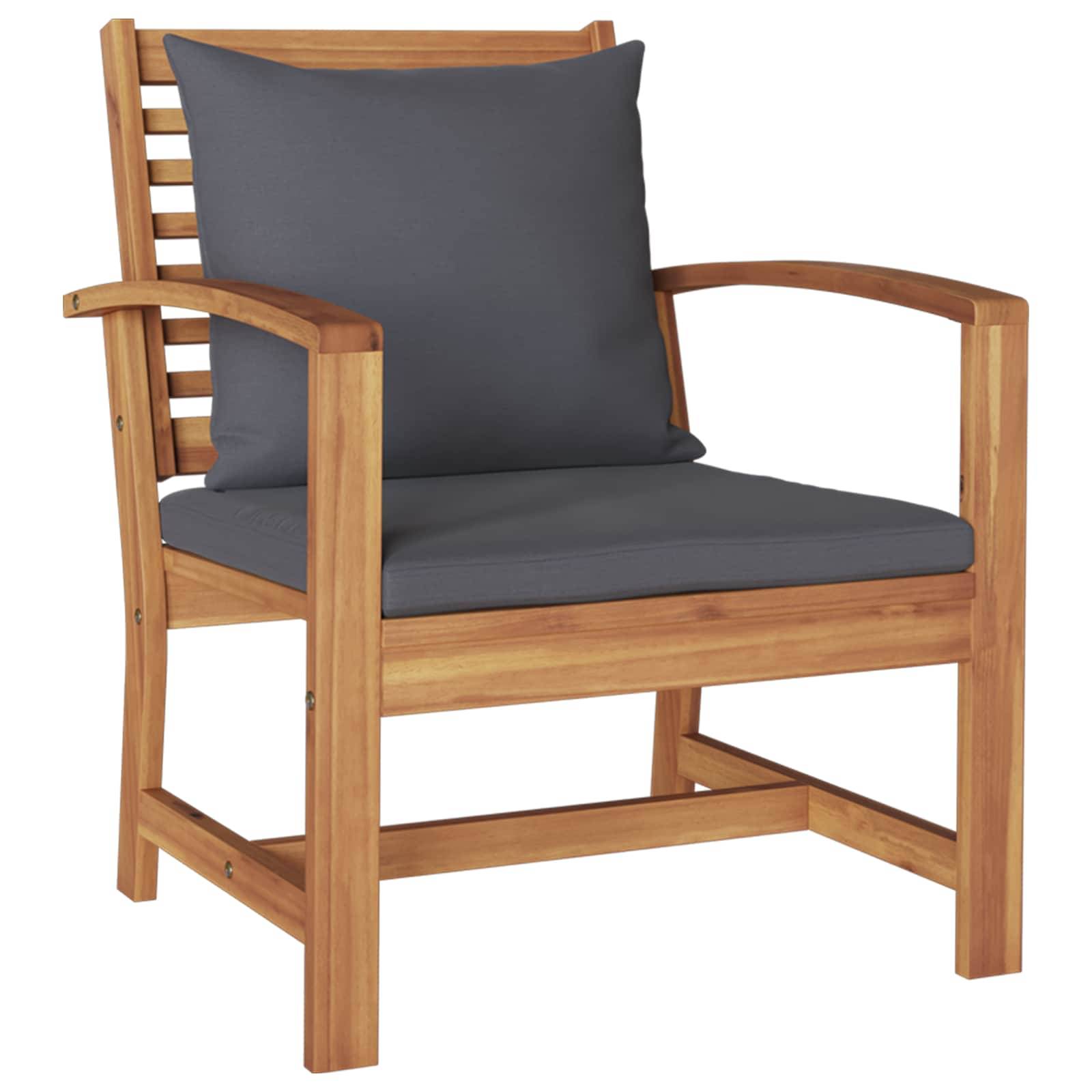 vidaXL Stuhl mit Kissen 2 Stück Braun und Dunkelgrau 65 x 60 x 76,5 cm