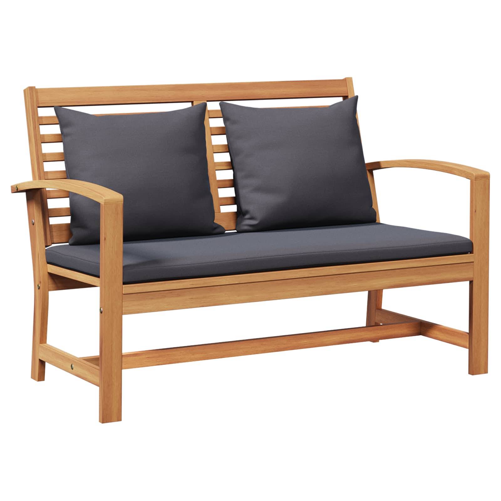 vidaXL Gartenbank- und Tischset mit Polster 2 Stück Massivholz Teak