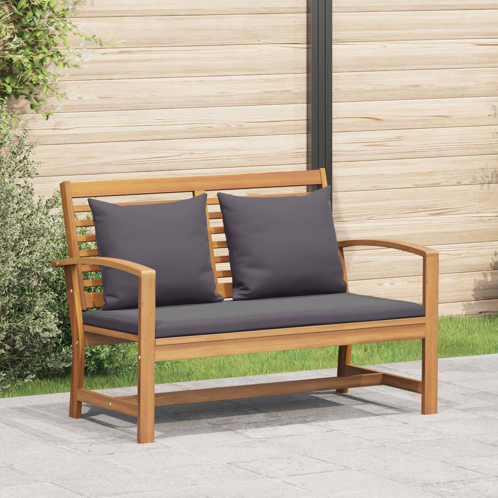vidaXL Gartenbank- und Tischset mit Polster 2 Stück Massivholz Teak
