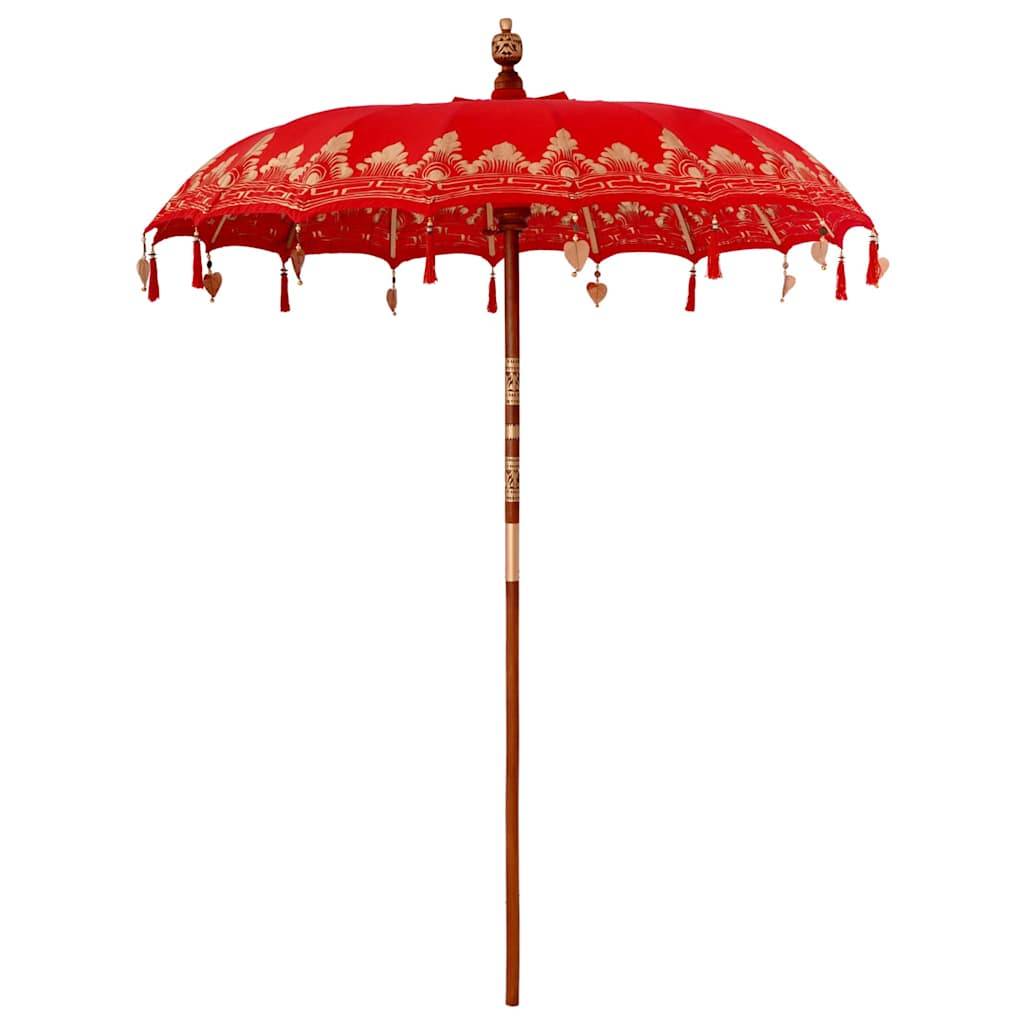 vidaXL Balinesischer Sonnenschirm mit Sockel Rot 185 x 185 x 260 cm