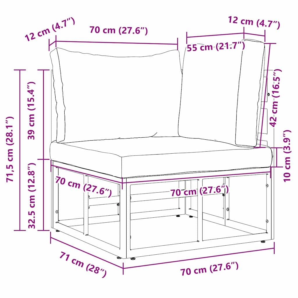 vidaXL Gartenmöbel Schwarz und Anthrazit 71,5 x 71,5 x 71 cm Metall