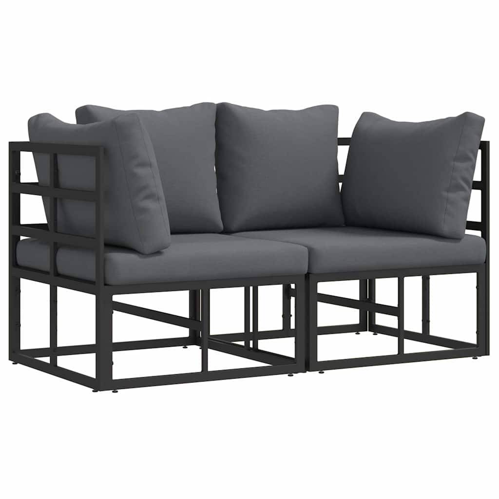vidaXL Gartenmöbel 2 Stück Schwarz und Anthrazit 71,5 x 71,5 x 71 cm