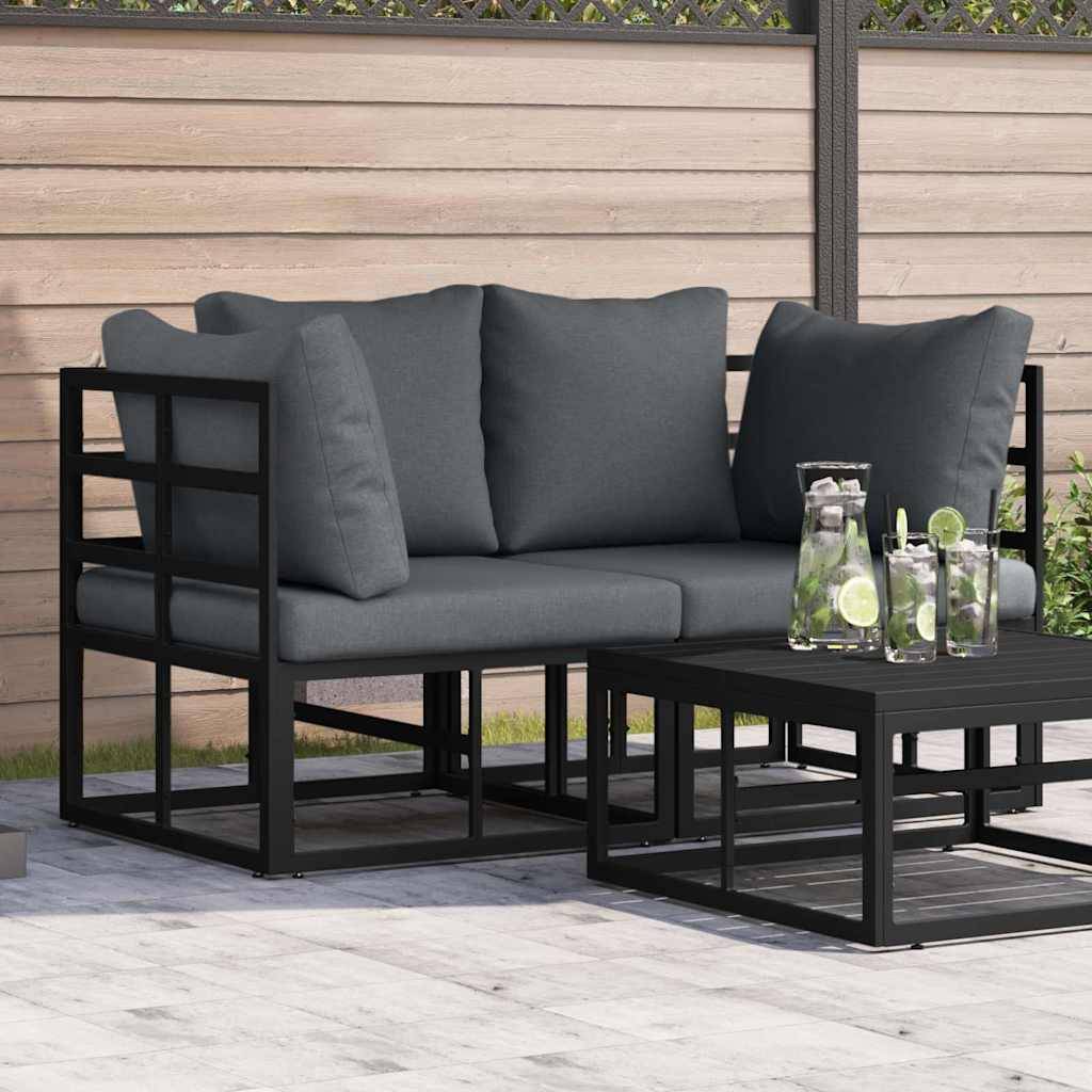 vidaXL Gartenmöbel 2 Stück Schwarz und Anthrazit 71,5 x 71,5 x 71 cm