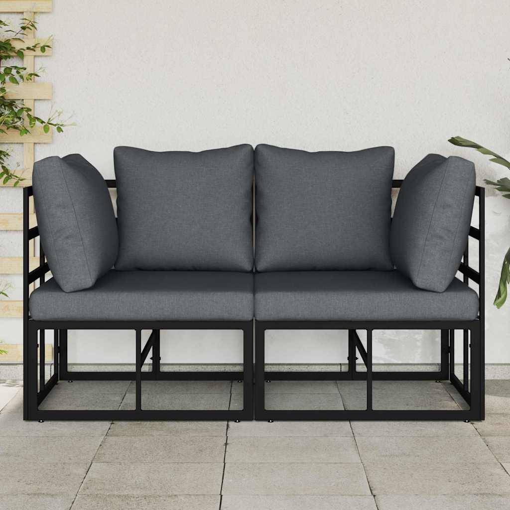 vidaXL Gartenmöbel 2 Stück Schwarz und Anthrazit 71,5 x 71,5 x 71 cm
