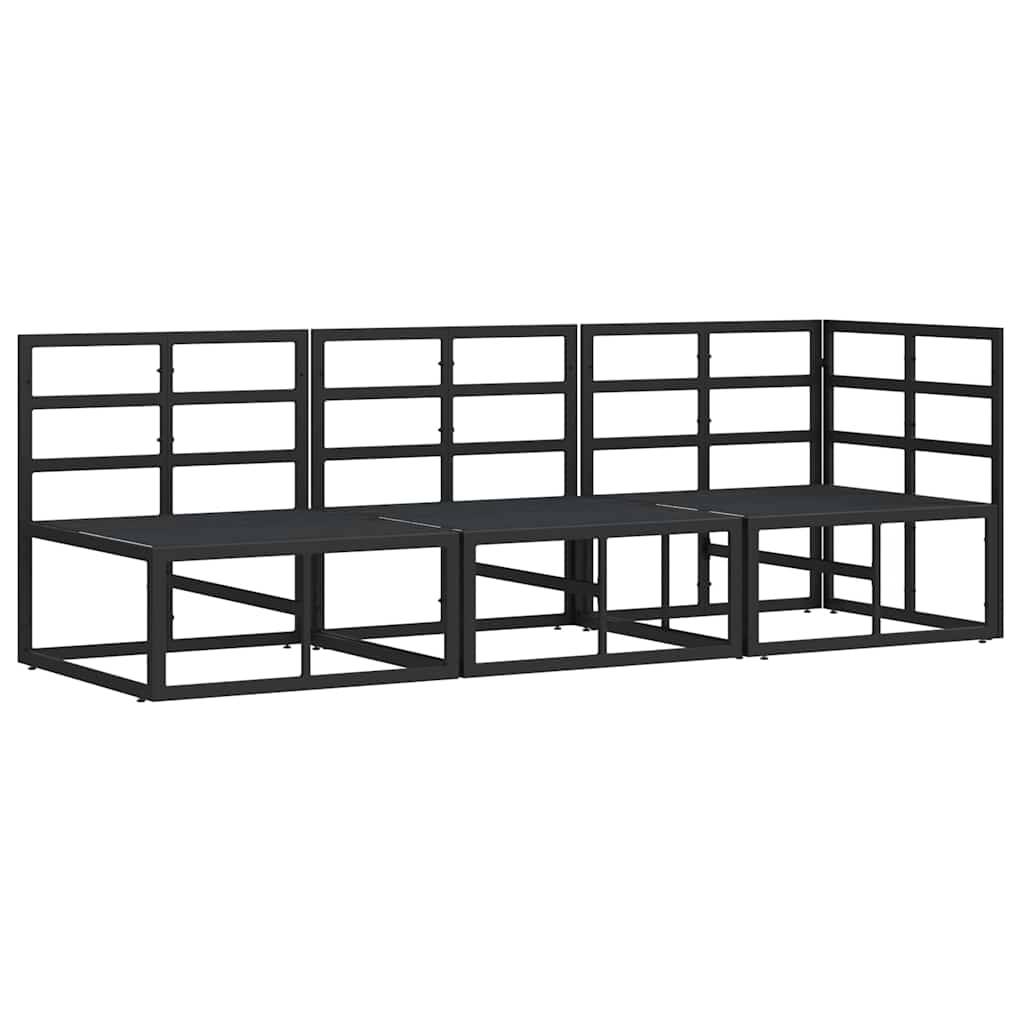 vidaXL Gartenmöbel mit Kissen 3 Stück Schwarz und Anthrazit Metall
