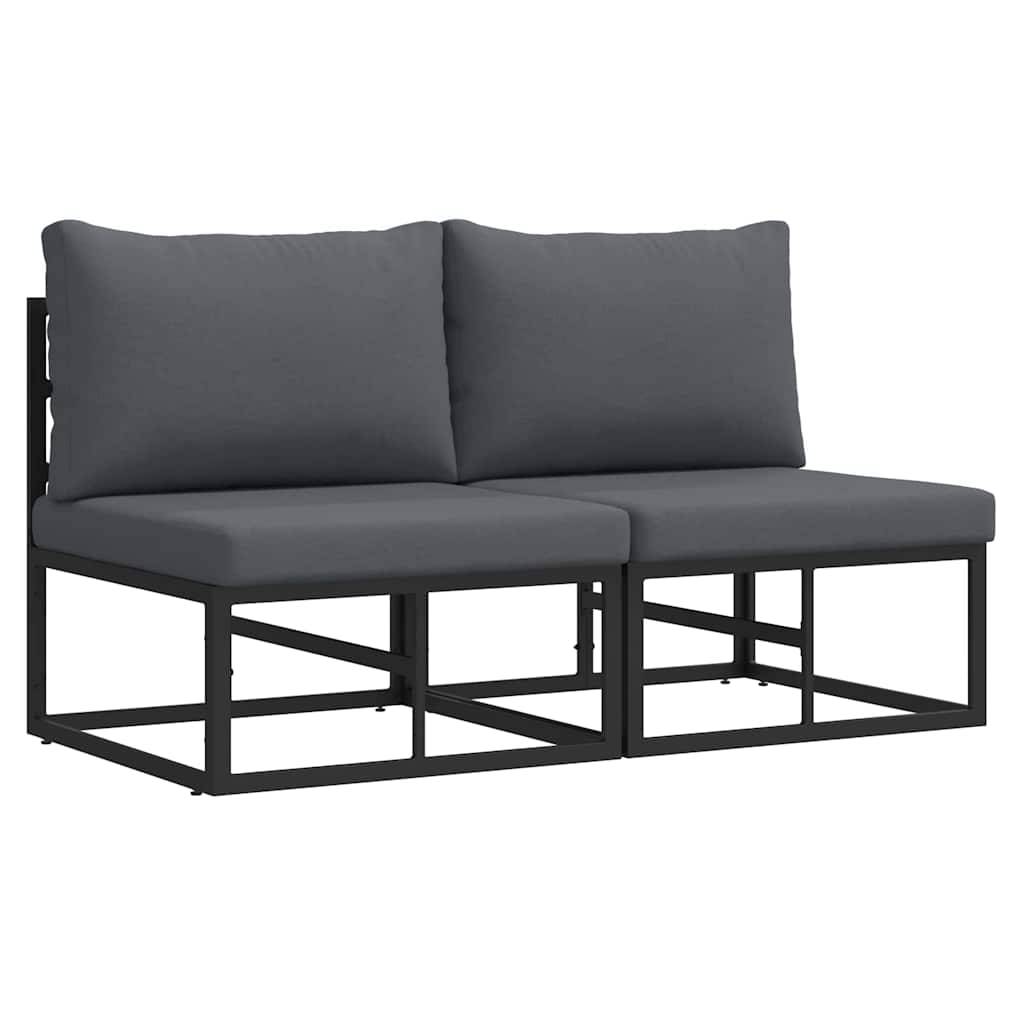 vidaXL Gartenmöbel 2 Stück Schwarz und Anthrazit 70 x 71,5 x 71 cm