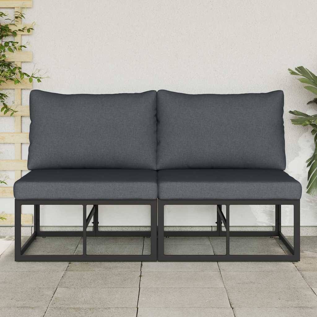 vidaXL Gartenmöbel 2 Stück Schwarz und Anthrazit 70 x 71,5 x 71 cm