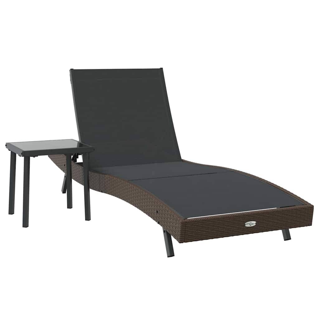 vidaXL Sonnenliege 2 pcs Schwarz und Braun Poly-Rattan