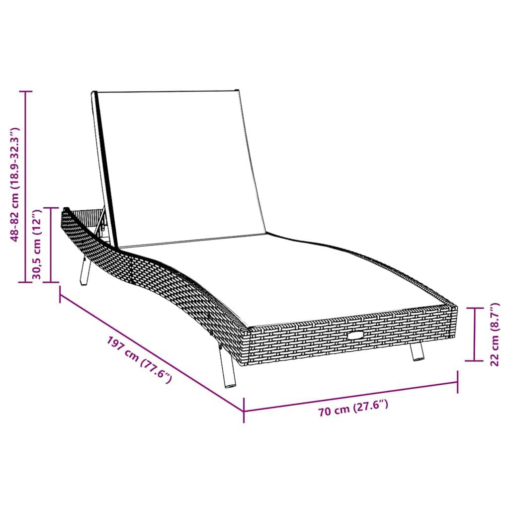 vidaXL Sonnenliege 2 pcs Schwarz und Braun Poly-Rattan